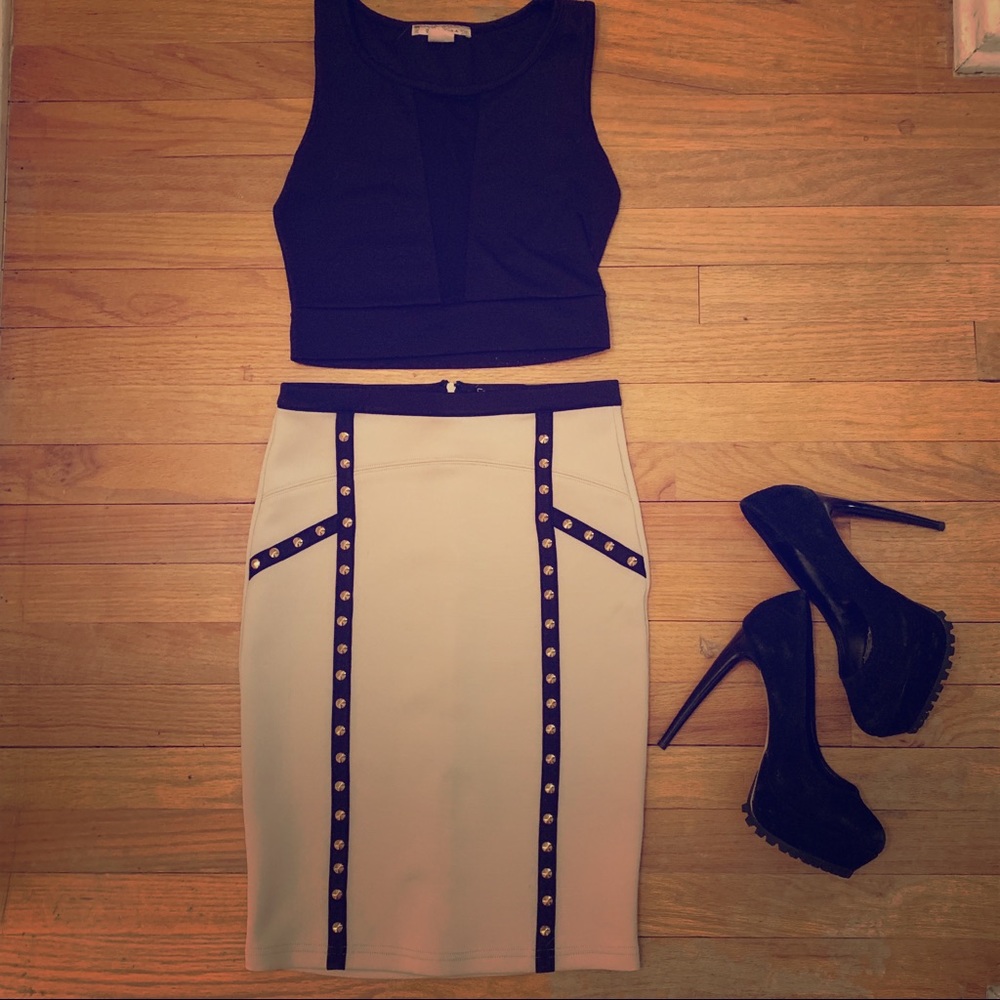 Studded pencil skirt